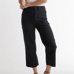 Stretch Cotton Twill Wide-Leg Crop Pant